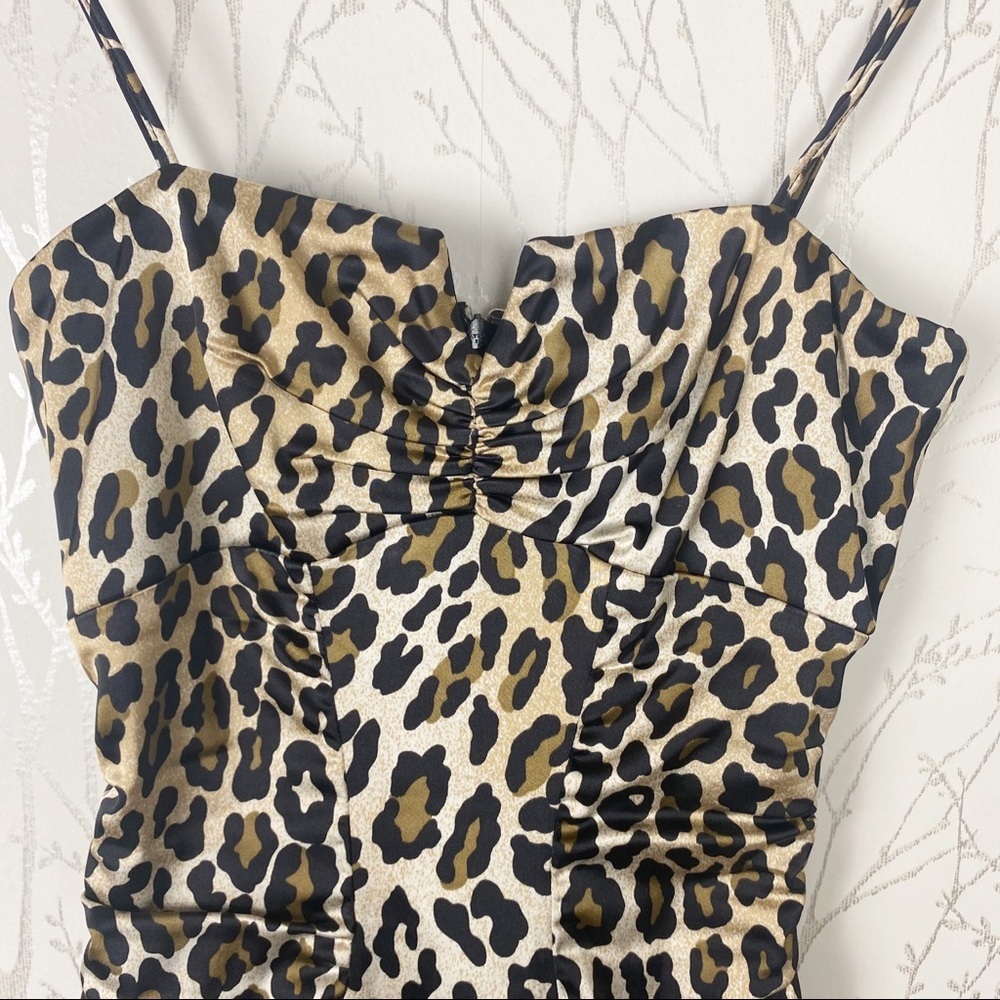 CACHE Y2K Animal Print Slip Dress Sweetheart neckline 2 Cheetah Leopard Vintage - Picture 8 of 14